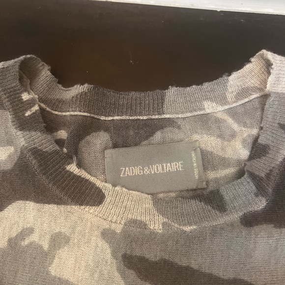 Zadig & Voltaire Crisp Camo Cashmere sweater sz M NWOT - Picture 5 of 8